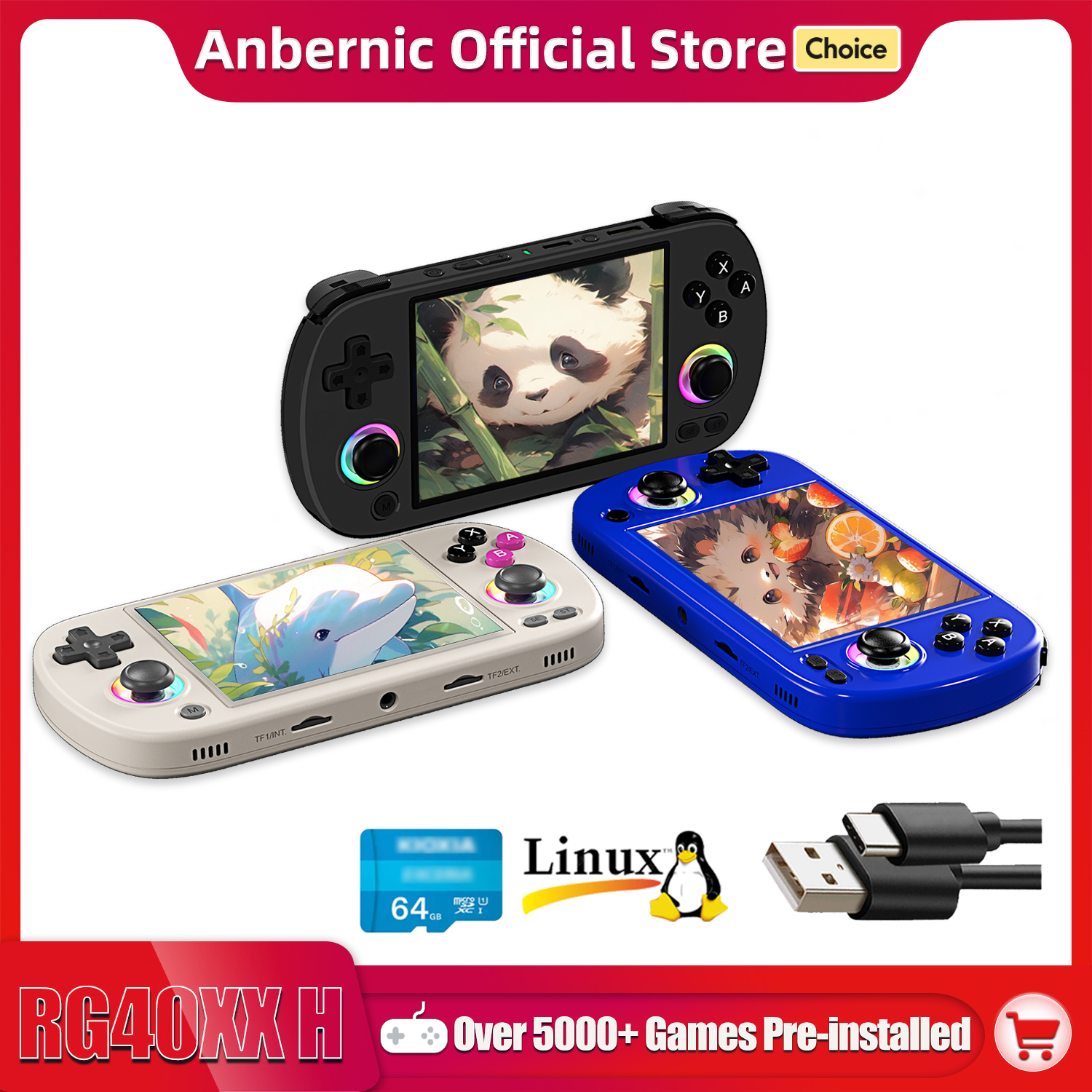 Retro X8 Gaming Console - ANBERNIC RG40XX H Handheld Game Console