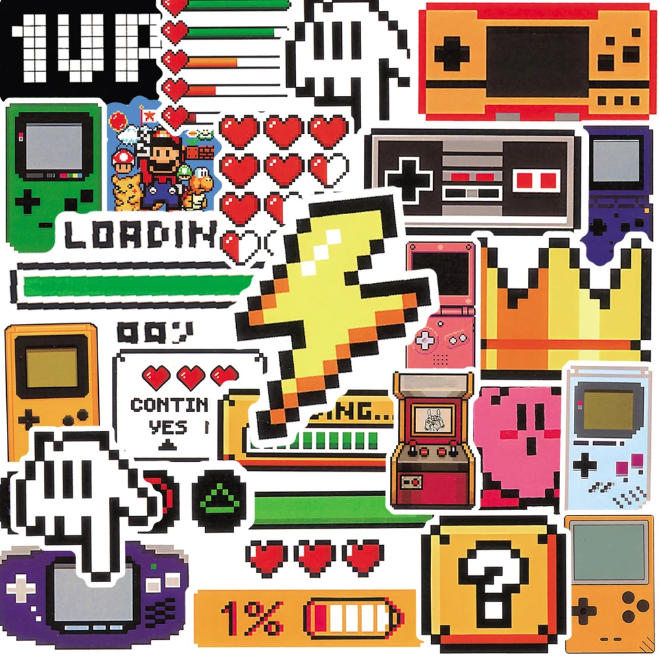 Retro Gaming Consoles - 50PCS Classic Gaming Console Cartoon Stickers