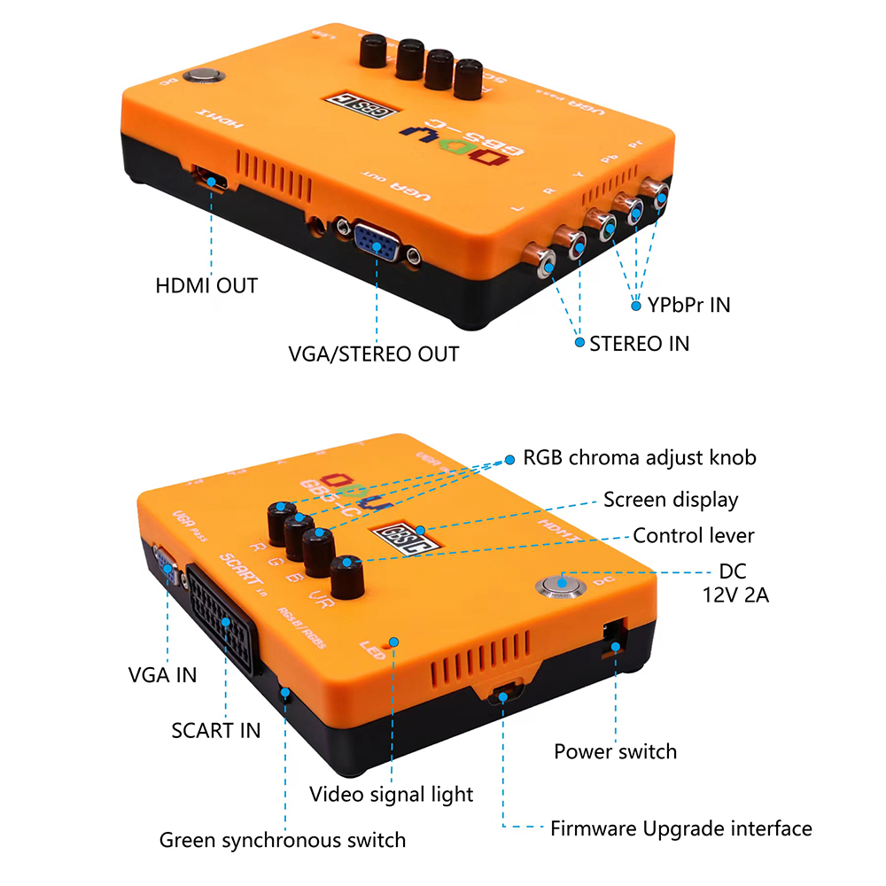 Retro X8 Gaming Console - ODV-GBS-C Component/VGA/Scart to VGA/HDMI-Compatible Scan Converter