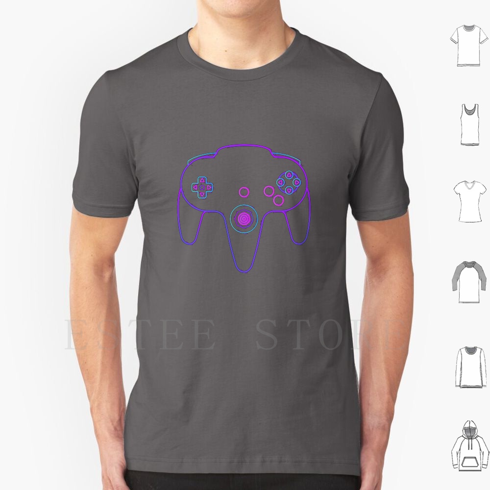 Retro Gaming Consoles - Neon Controller N64 T Shirt Men