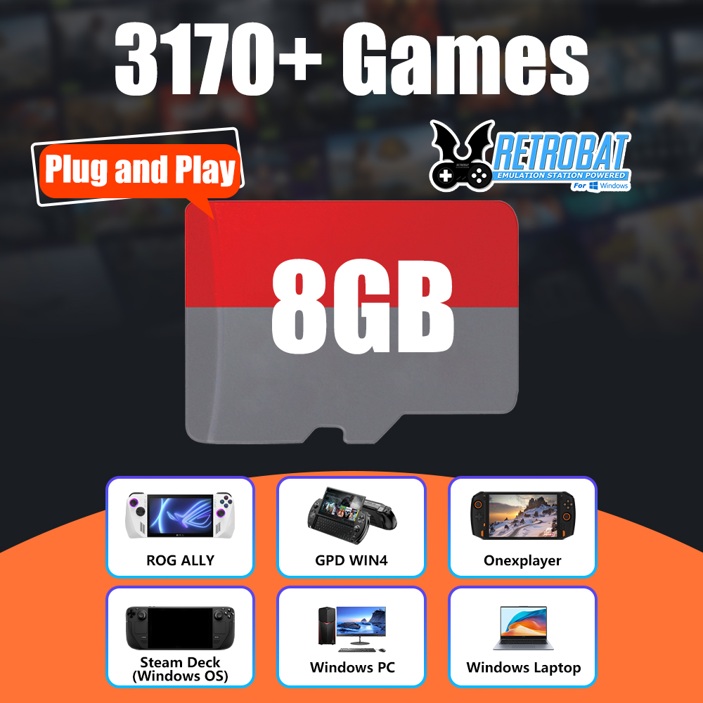 Retro X8 Gaming Console - 8GB TF Game Card with 3170