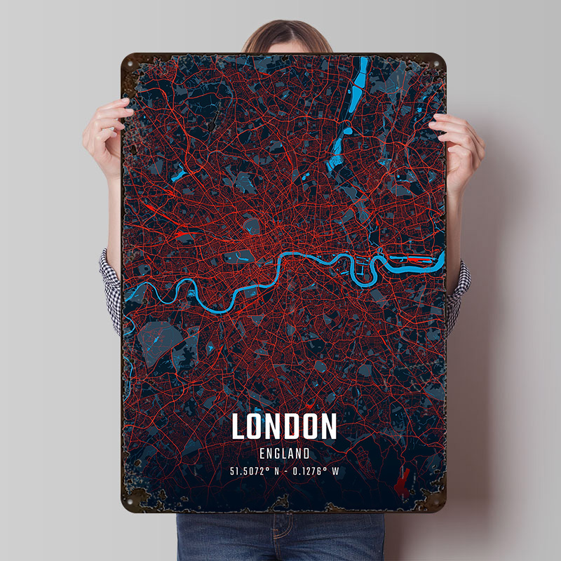 London City Map Metal Poster C - Retro Gaming London 评论和价格