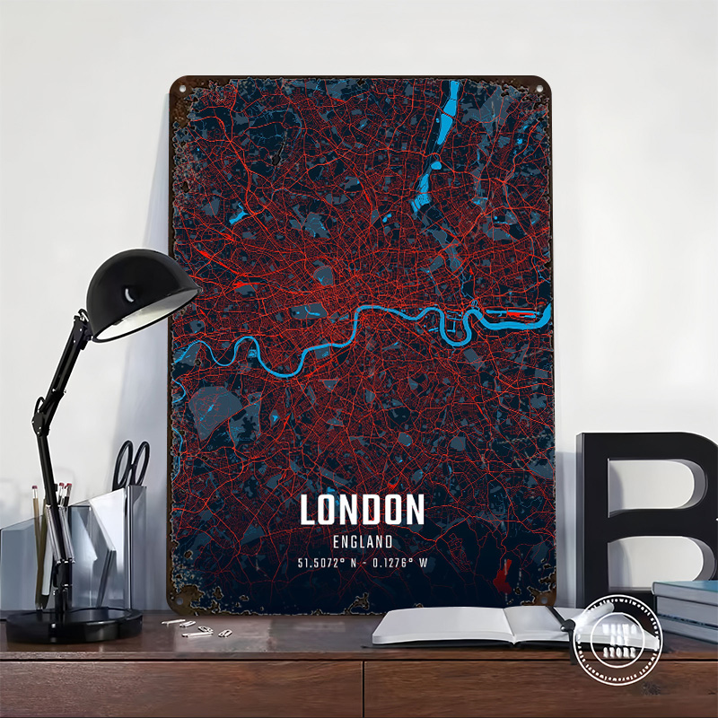 London City Map Metal Poster C - Retro Gaming London 评论和价格