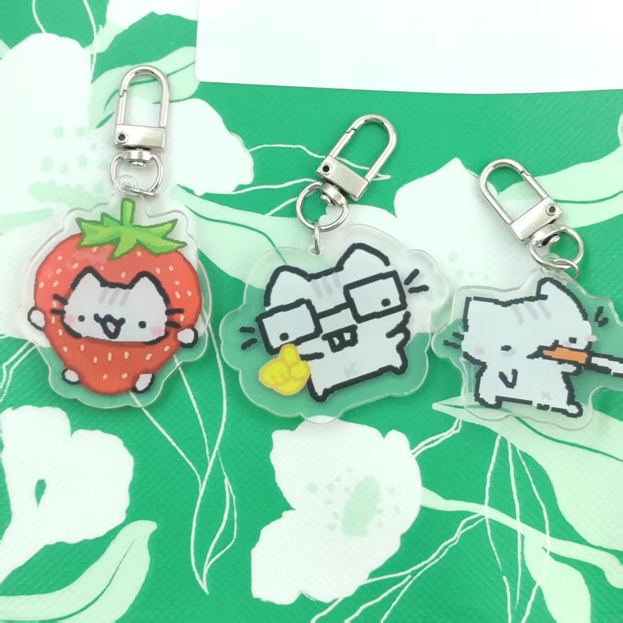 2d Flat Pixel Cat Keychain - G - Retro Gaming Vibe 评论和价格